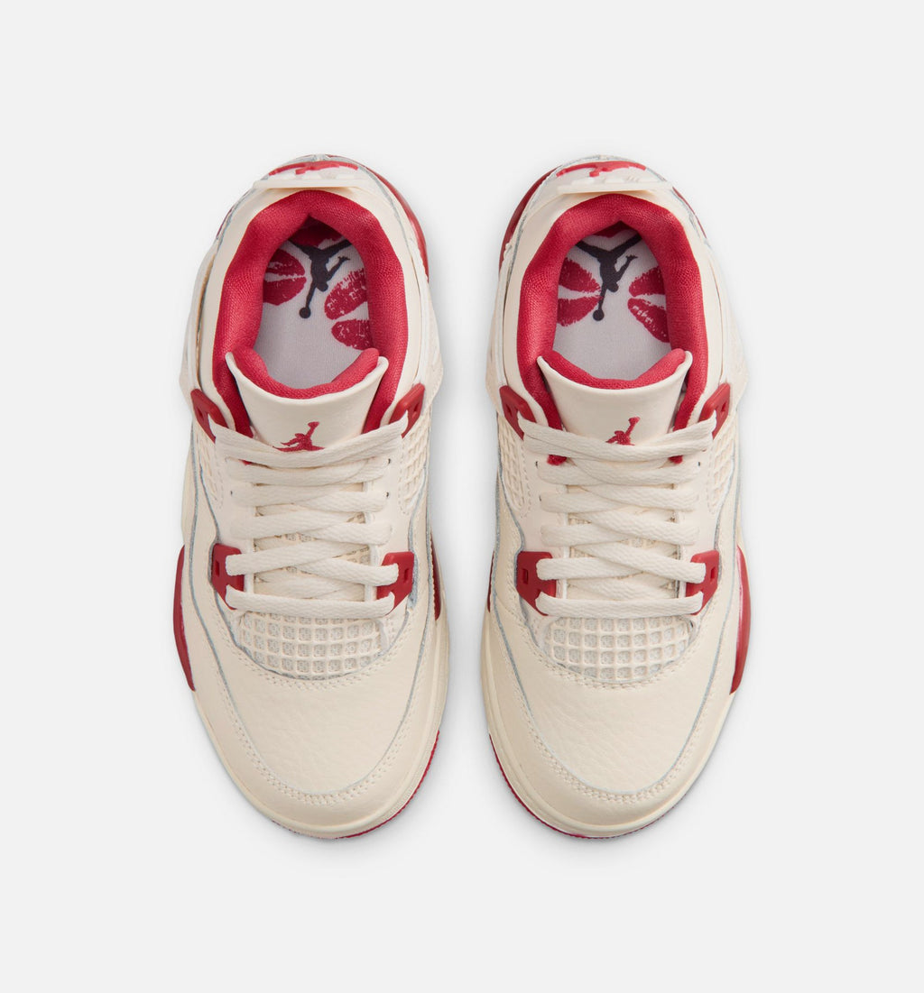 Air Jordan 4 Retro Valentine's Day | Preschool Lifestyle Shoe | Light Ivory/Canyon Rust/Siren Red