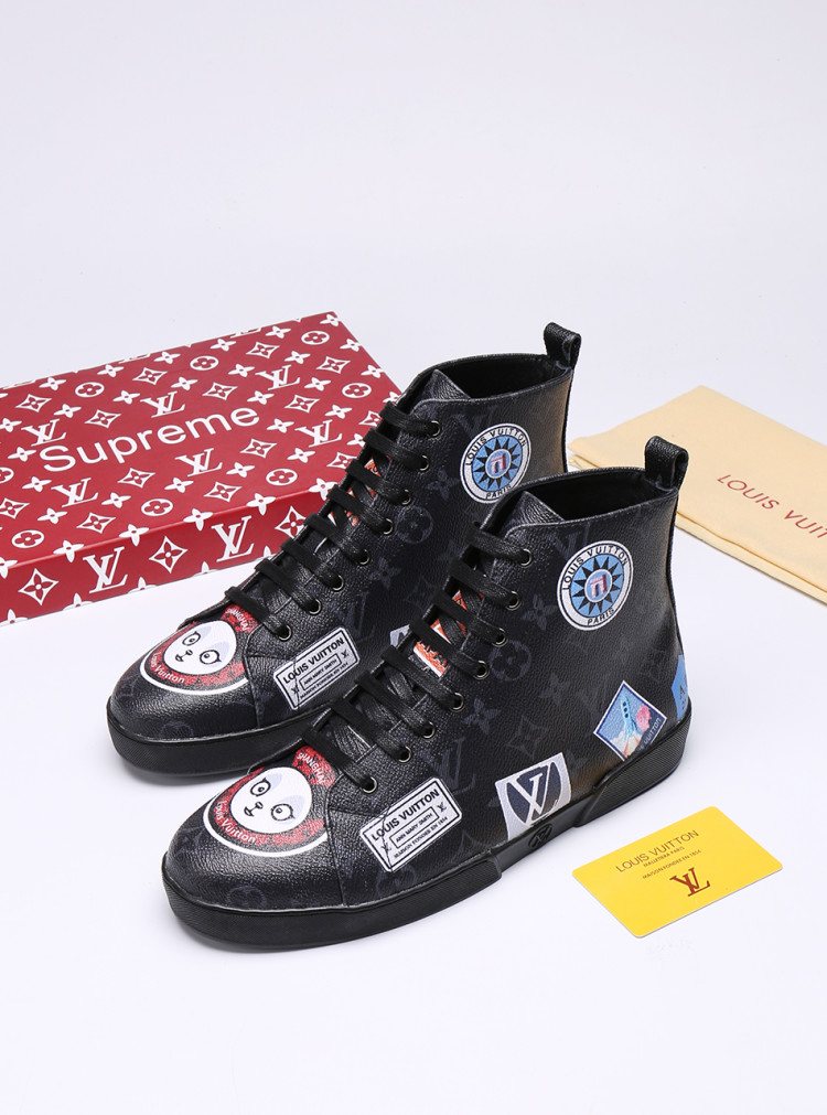 Louis Vuitton Graphic Patch High-Top Sneakers